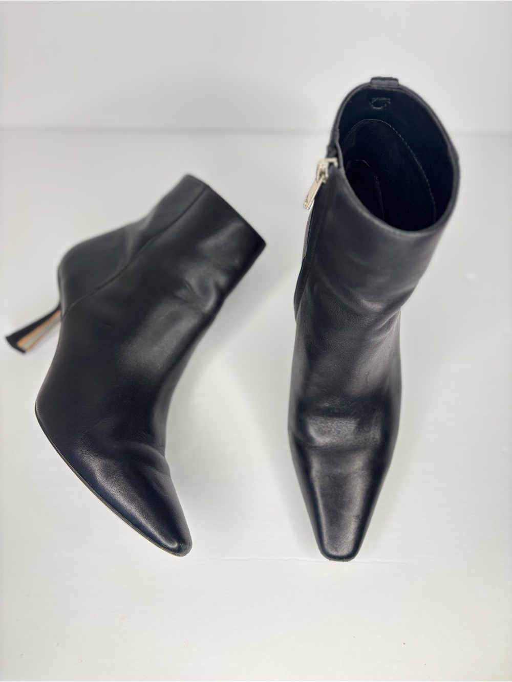 Sam Edelman Ella Ankle Booties Black Leather Size 6M Stiletto Heels Preppy